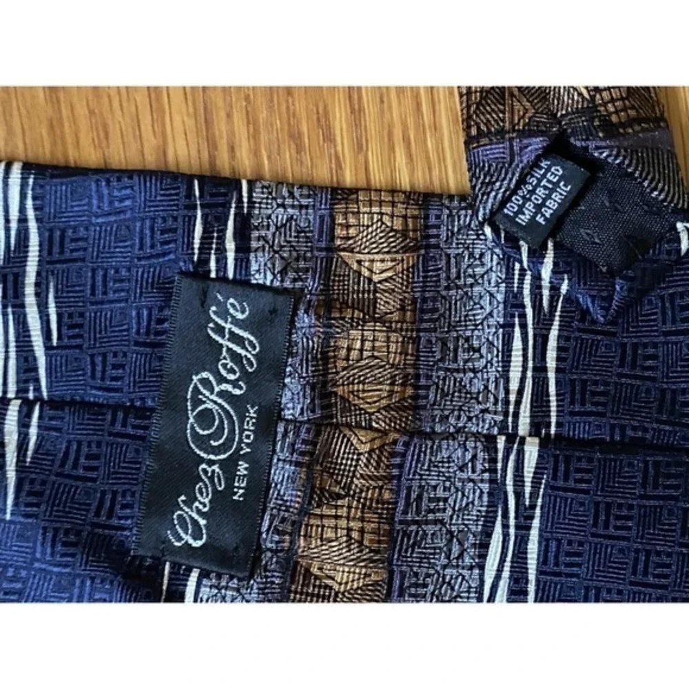 Chez Roffe New York Silk Tie‎ Blue Brown 3647